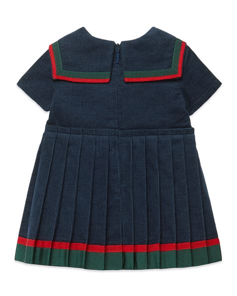 gucci web trim corduroy dress with sailor collar|gucci ladies dresses.